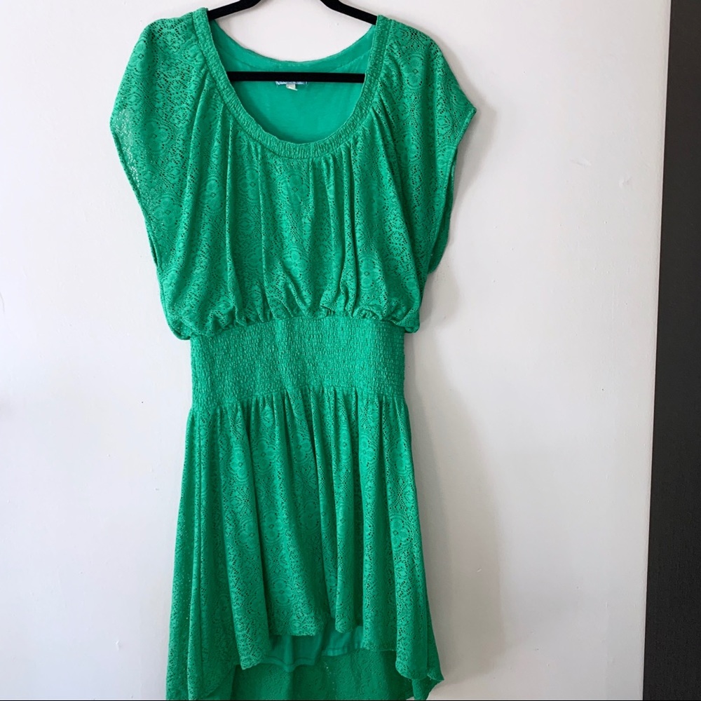 Anthro Leifnotes Green Eyelet Smocked Dress